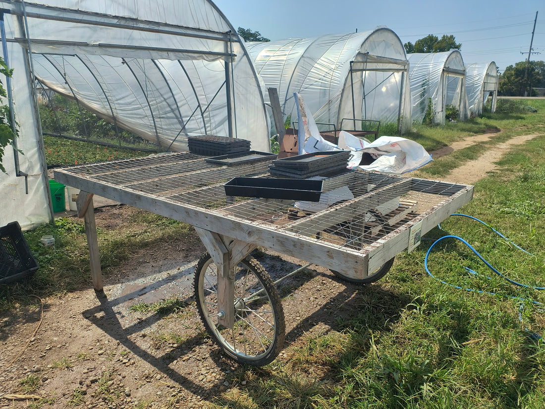 wheeled cart on farm on central