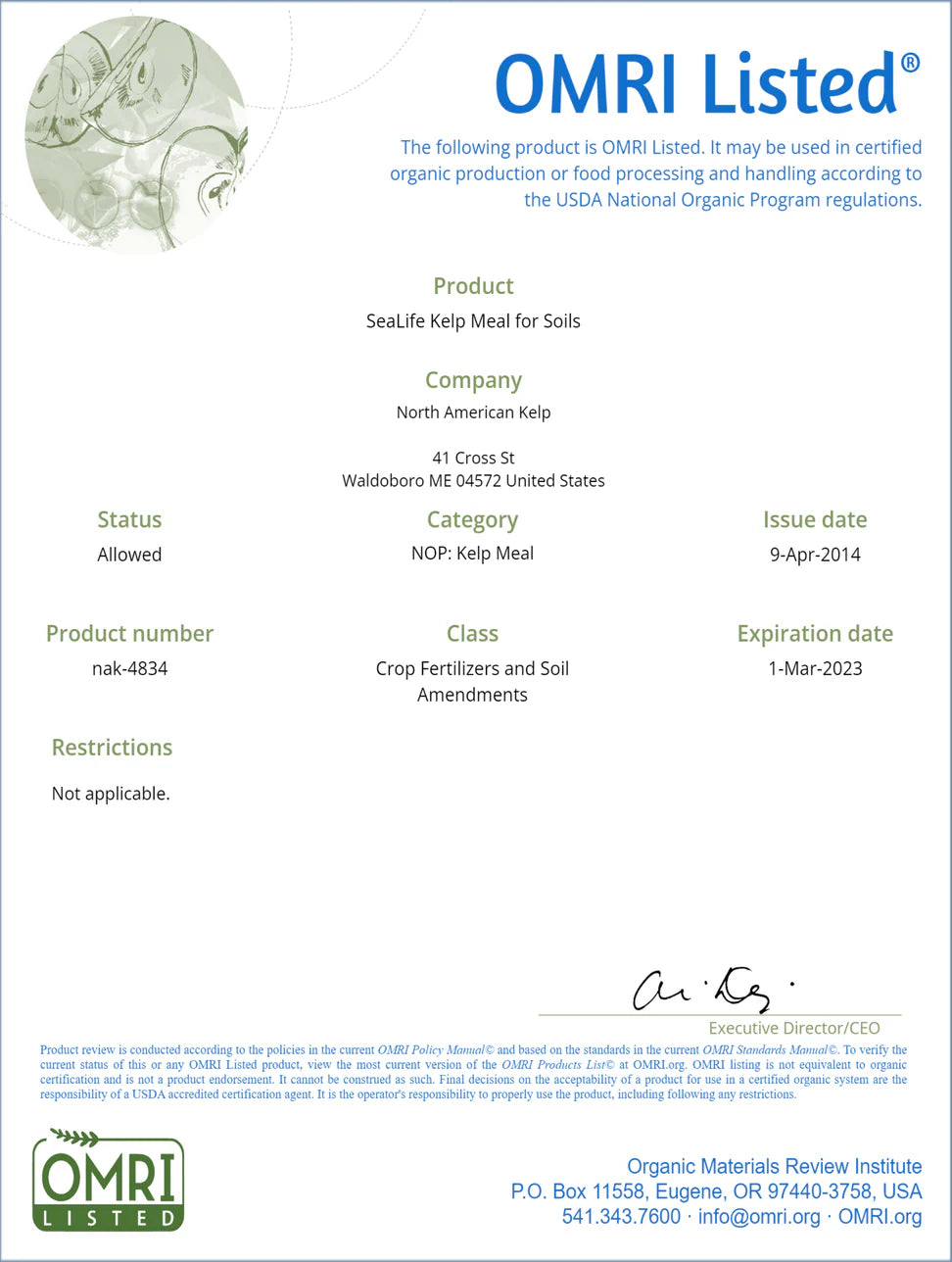 Kelp Meal (Ascophyllum nodosum) ~ Certified Organic